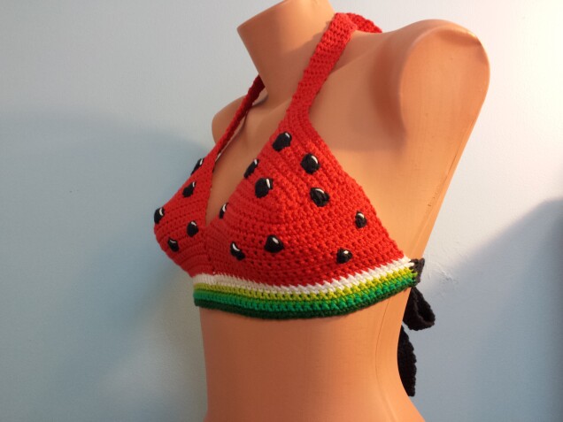 Detailed image 4 of watermelon halter bikini top
