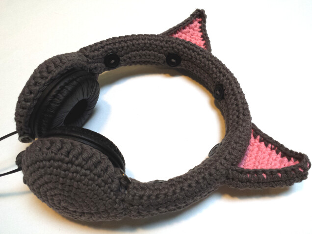 Detailed image 5 of gray cat ears headphones cover