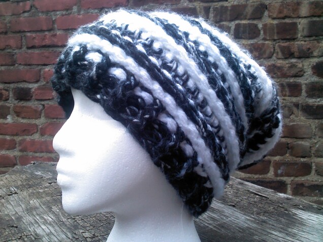 Detailed image 6 of black & white slouch hat