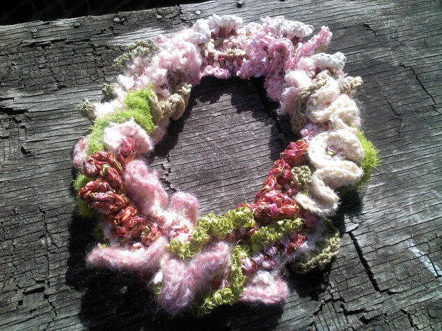 Detailed image 4 of specialty yarn ruffle infinity scarf
