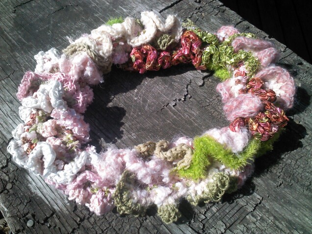 Detailed image 5 of specialty yarn ruffle infinity scarf