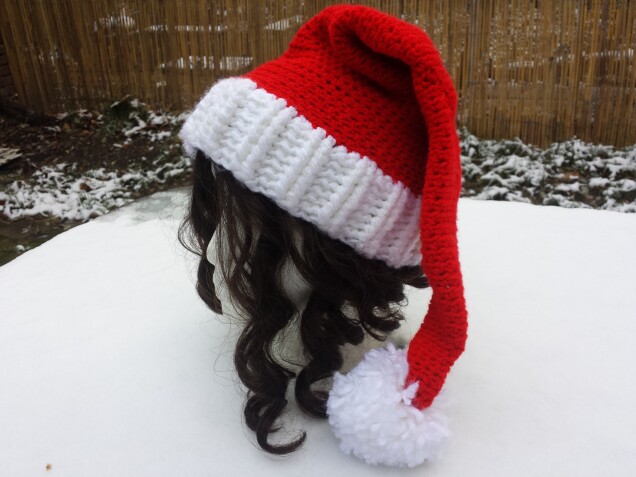 Detailed image 4 of Santa long pompom hat