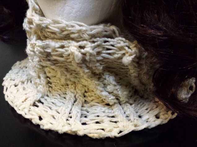 Detailed image 3 of infinity scarf in antique white
