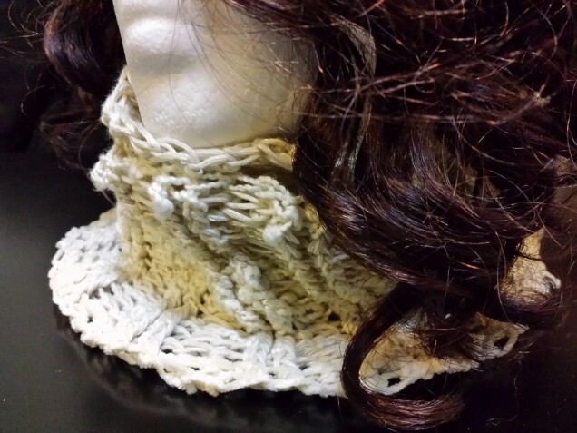Detailed image 5 of infinity scarf in antique white