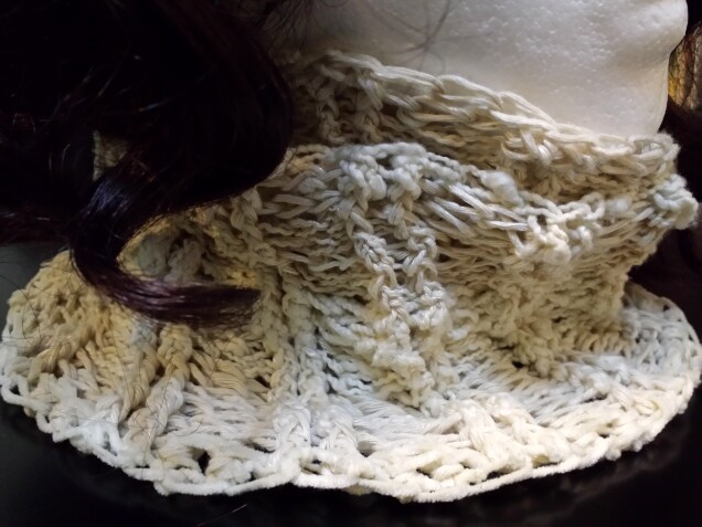 Detailed image 2 of infinity scarf in antique white