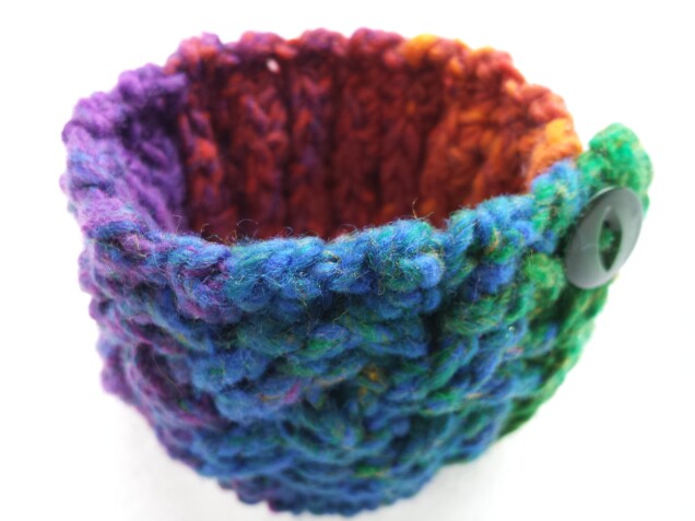 Detailed image 5 of cabled rainbow cuff bracelet
