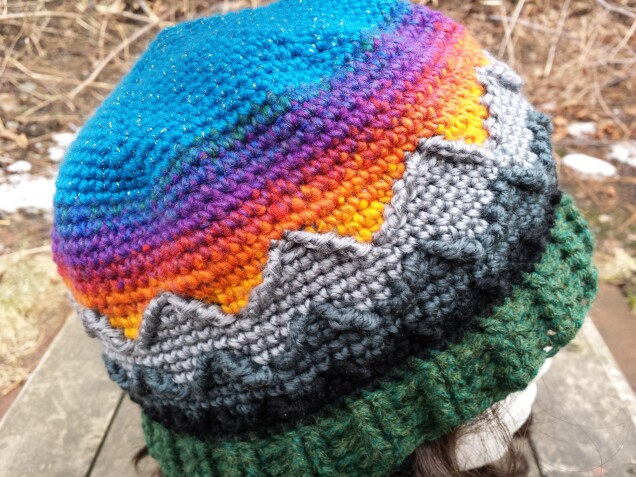 Detailed image 4 of mountain sunset hat