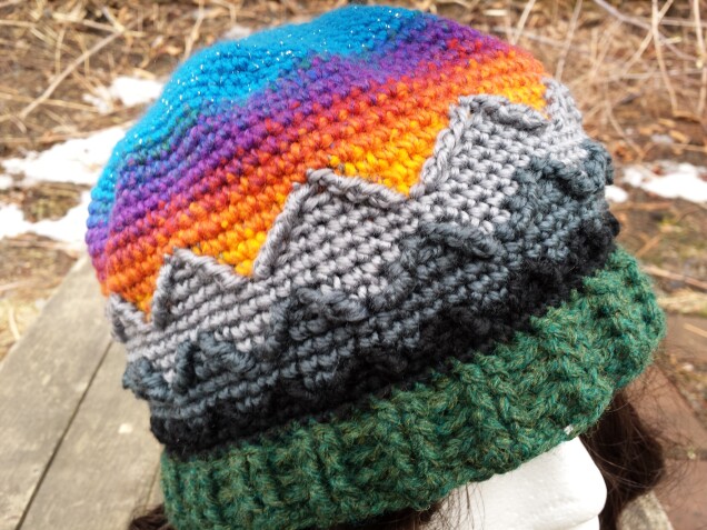 Detailed image 5 of mountain sunset hat