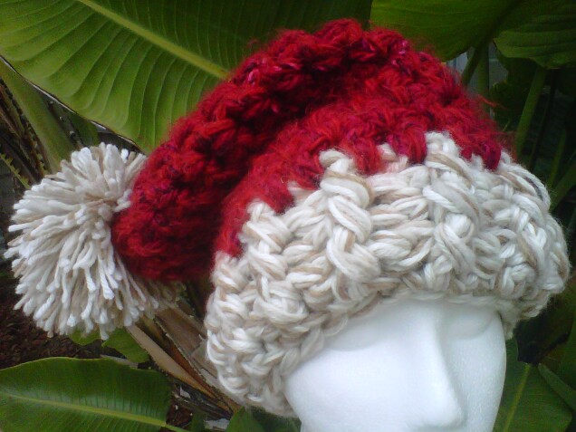 Detailed image 1 of Santa chunky pompom hat