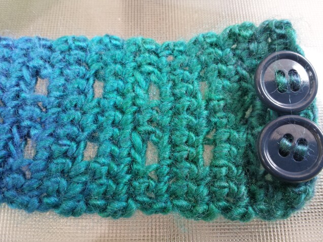 Detailed image 1 of purple blue green cuff bracelet