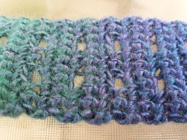 Detailed image 3 of purple blue green cuff bracelet