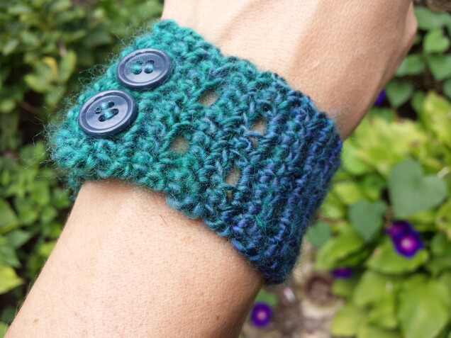 Detailed image 6 of purple blue green cuff bracelet