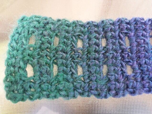 Detailed image 4 of purple blue green cuff bracelet