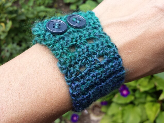 Detailed image 5 of purple blue green cuff bracelet