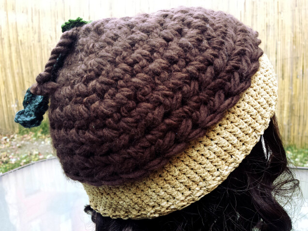 Detailed image 5 of forest pixie elf acorn hat