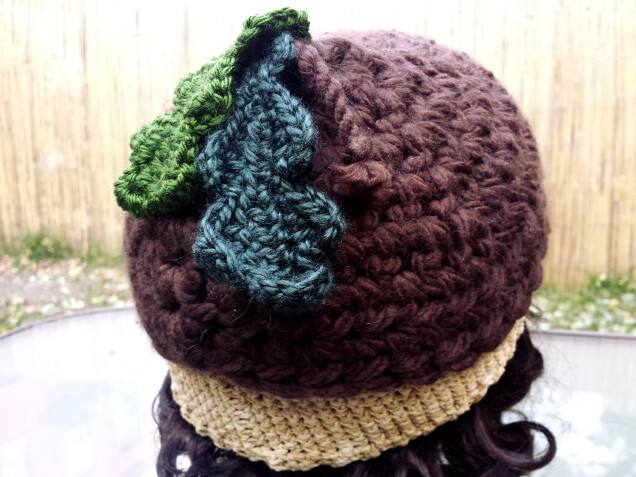 Detailed image 4 of forest pixie elf acorn hat