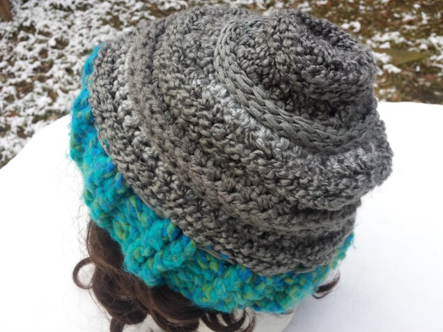 Detailed image 6 of gray with aqua slouch hat