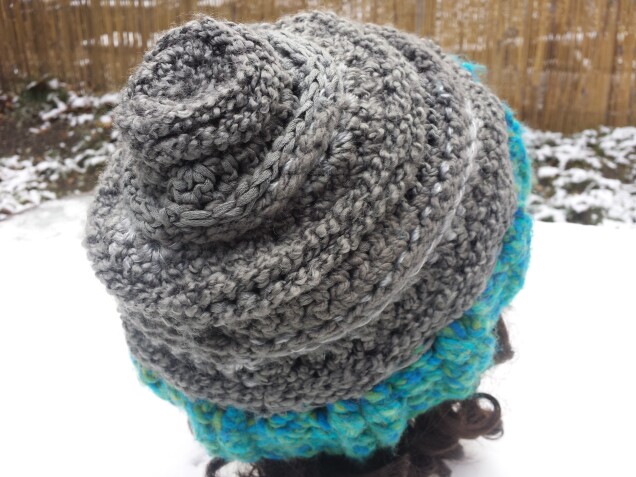 Detailed image 1 of gray with aqua slouch hat