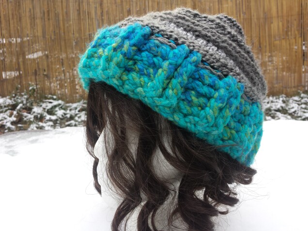 Detailed image 5 of gray with aqua slouch hat