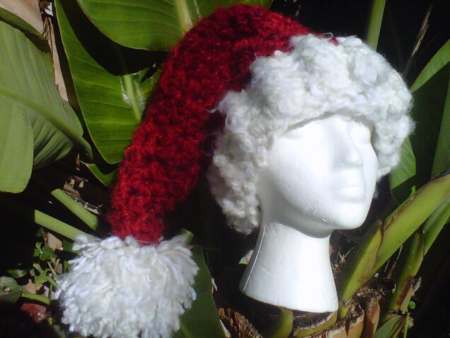 Detailed image 1 of Santa long chunky pompom hat