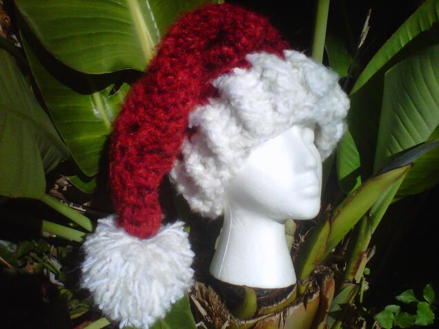 Detailed image 2 of Santa long chunky pompom hat