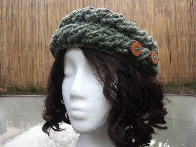 Detailed image 2 of green cables earwarmer headband