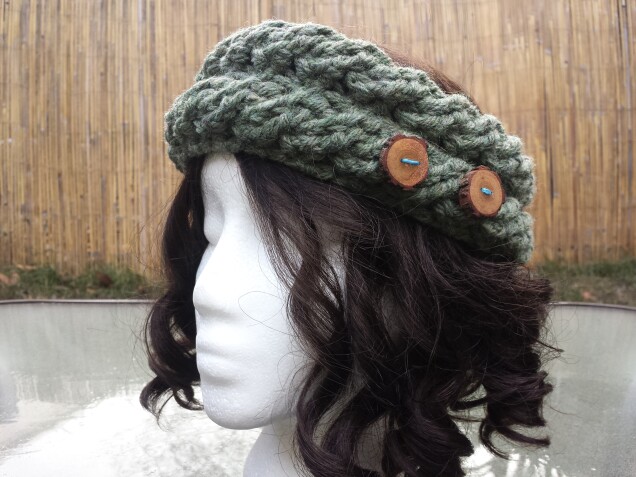 Detailed image 1 of green cables earwarmer headband
