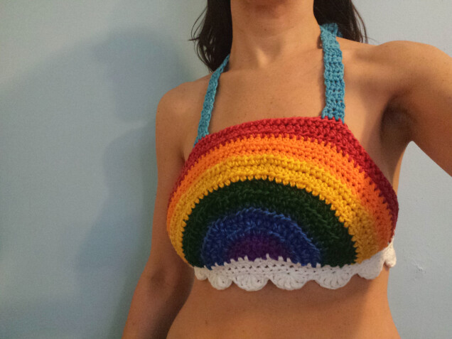 Detailed image 3 of rainbow bikini halter top