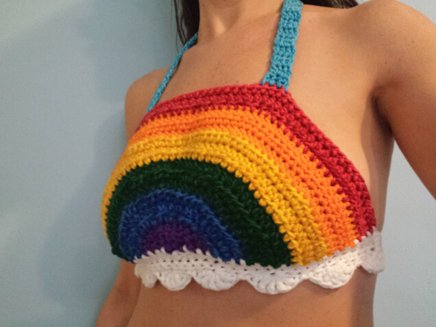 Detailed image 1 of rainbow bikini halter top