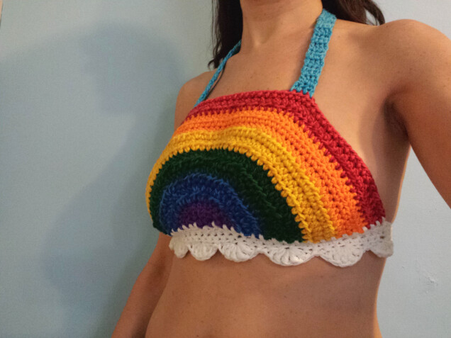 Detailed image 2 of rainbow bikini halter top