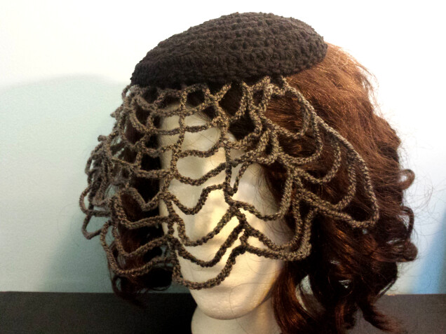 Detailed image 1 of vintage funeral veil hat