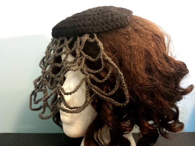 Detailed image 4 of vintage funeral veil hat
