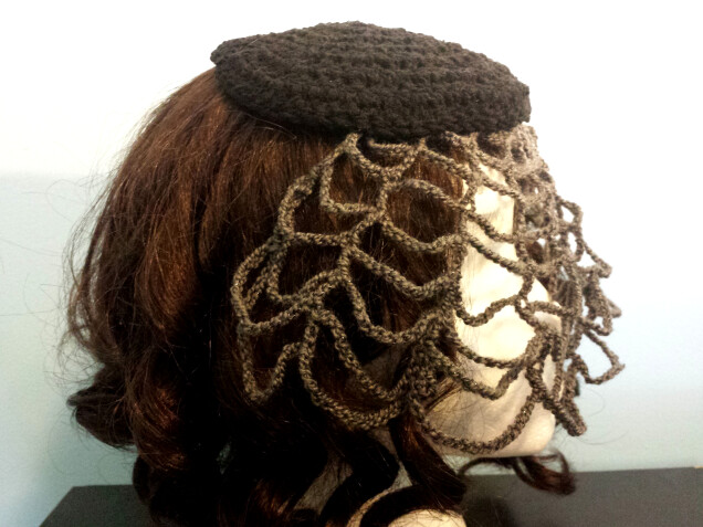 Detailed image 2 of vintage funeral veil hat