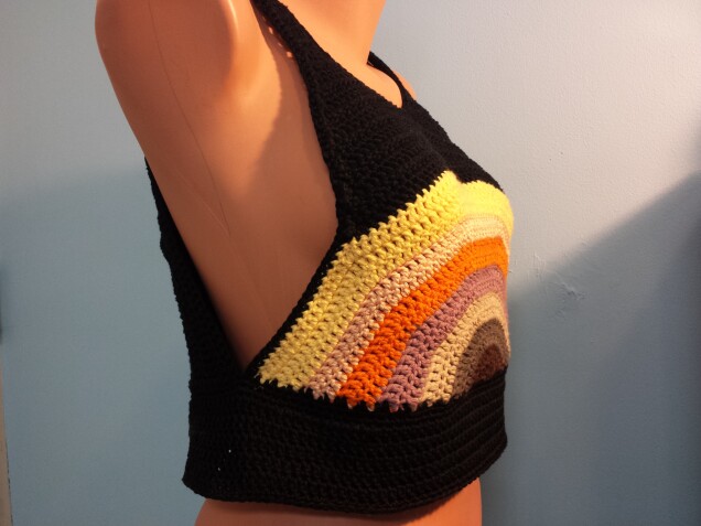 Detailed image 3 of muted rainbow black tank custom order