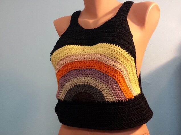 Detailed image 4 of muted rainbow black tank custom order