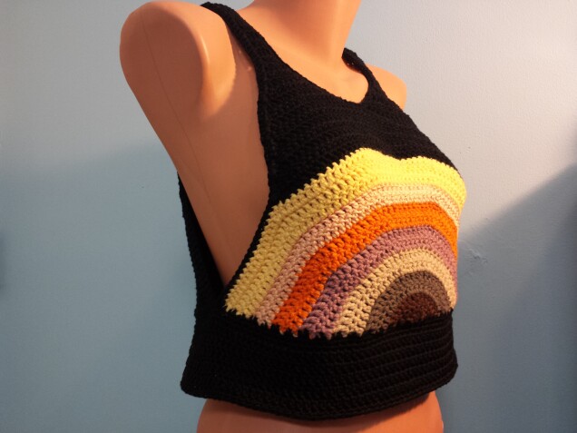 Detailed image 2 of muted rainbow black tank custom order