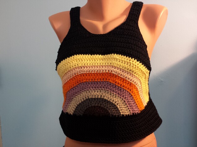 Detailed image 1 of muted rainbow black tank custom order