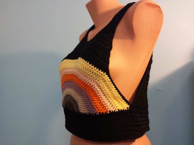 Detailed image 5 of muted rainbow black tank custom order