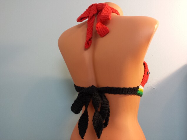 Detailed image 5 of watermelon halter bikini top