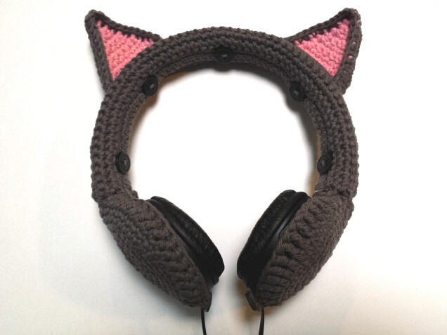Detailed image 1 of gray cat ears headphones cover