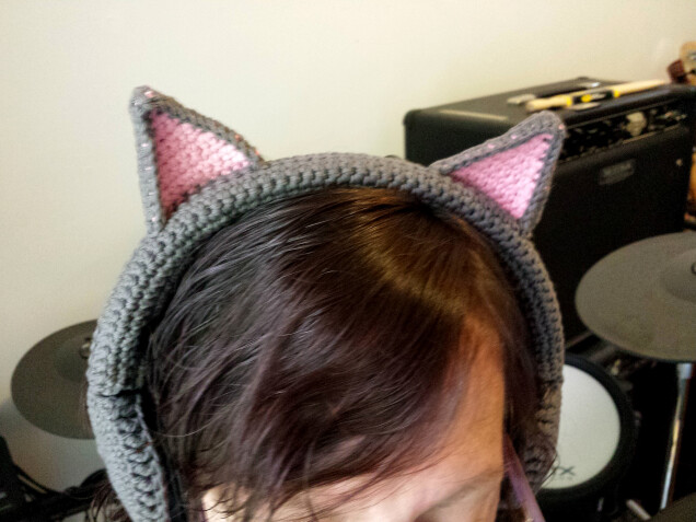 Detailed image 6 of gray cat ears headphones cover