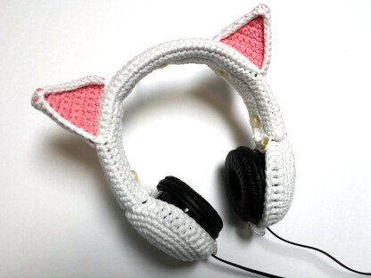 white cat ears headphones cover