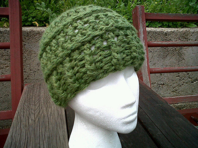 Detailed image 1 of grass green solid beanie hat