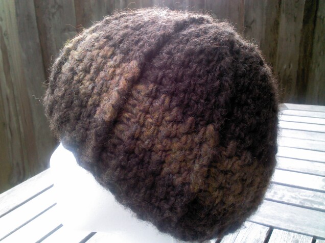 Detailed image 4 of brown stripe beanie hat