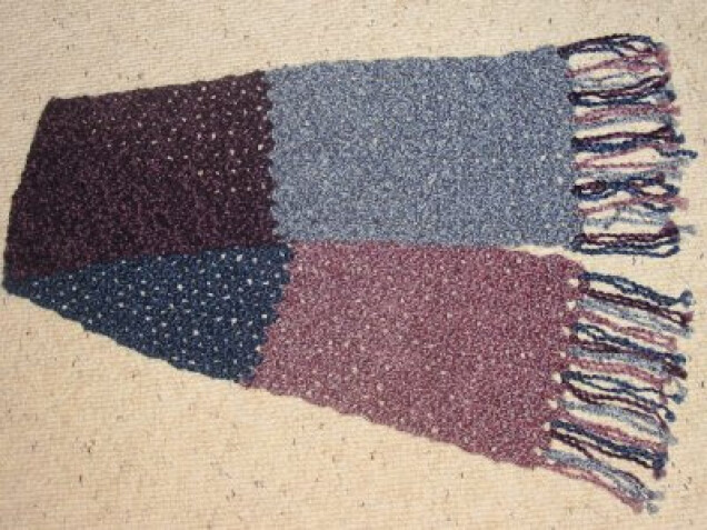 Detailed image 1 of purples & blues stripe scarf