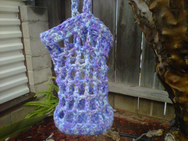 Detailed image 2 of blue & purple variegated water bottle holder