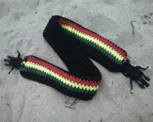 Detailed image 2 of rasta stripe guitar strap