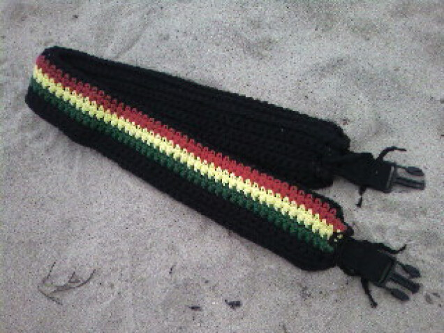 Detailed image 1 of rasta stripe guitar strap