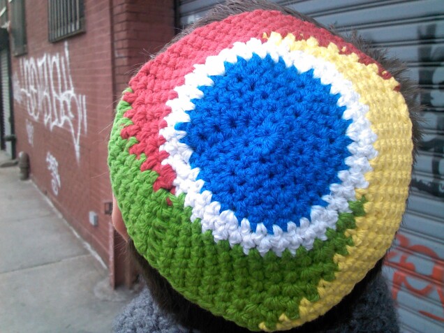 Detailed image 1 of Google Chrome inspired yarmulke