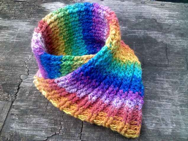 Detailed image 6 of rainbow ribbed scarflette neckwarmer